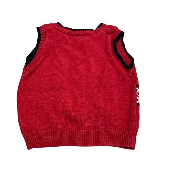 Boys Reindeer Sweater Vest 3–6M Red Cotton Knit Holiday Christmas Winter Nautica - Picture 2 of 9